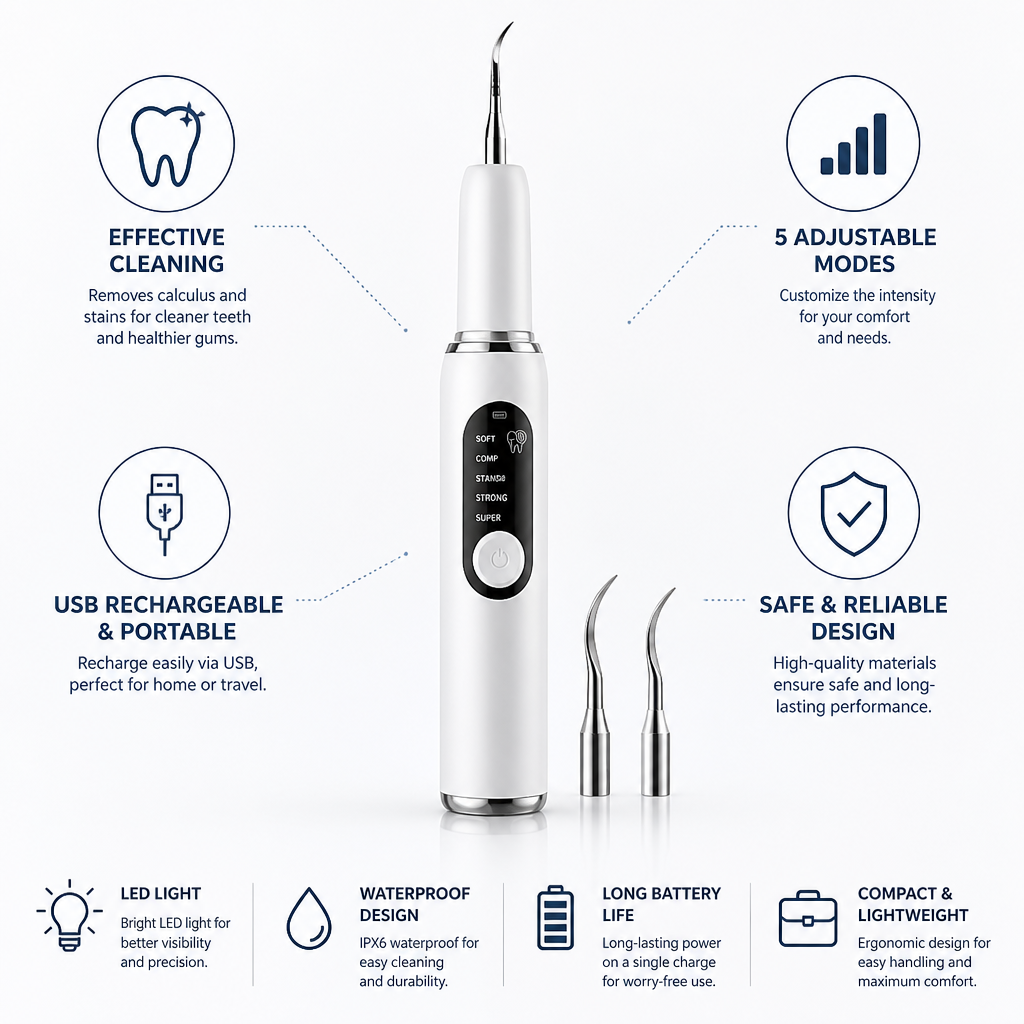 USB-Rechargeable LED Multi-Mode Dental Calculus Remover | ribuella