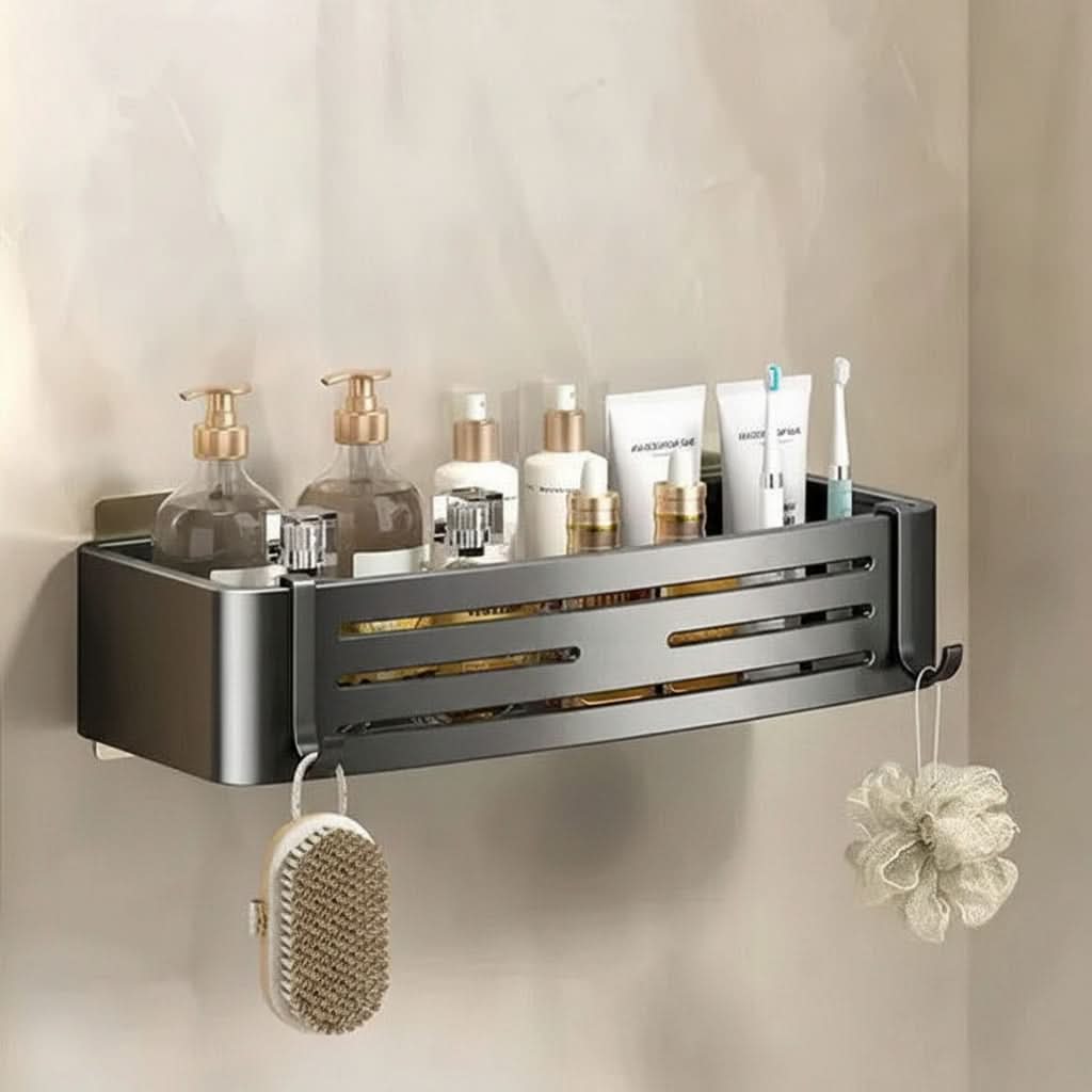 Self-Adhesive Aluminum Shelf Organizer for Bathroom Storage | ribuella