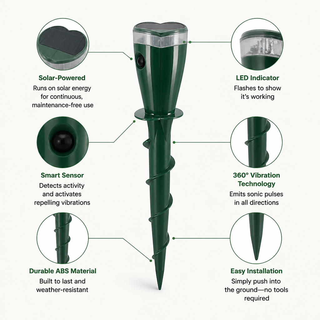 TerraGuard | Quiet Solar Power That Banishes Moles and Revives Your Garden’s Glory | ribuella