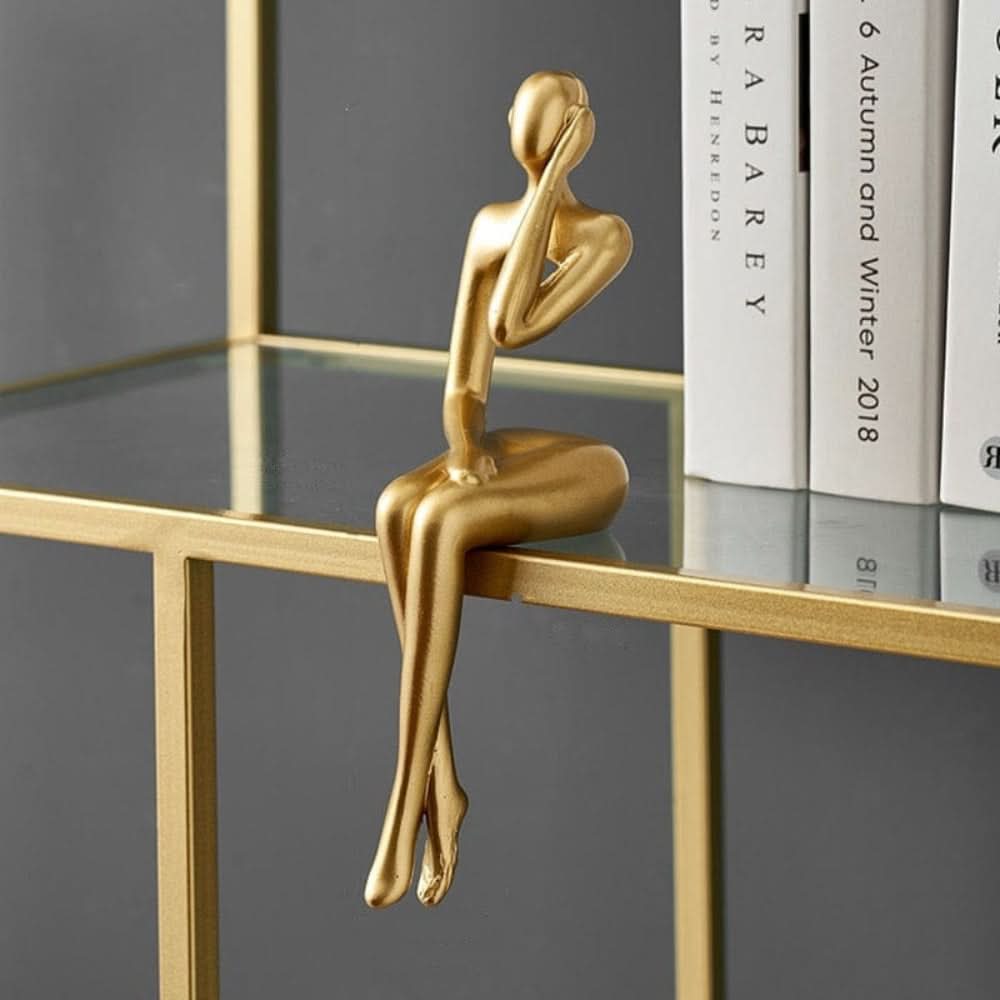 Stylish Abstract Resin Sculpture in Radiant Gold Finish | ribuella