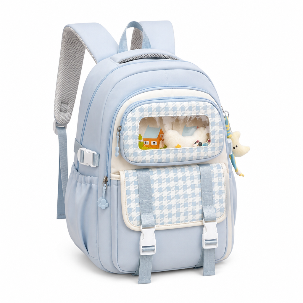 Transparent Panel Multi-Compartment Kids School Backpack | ribuella