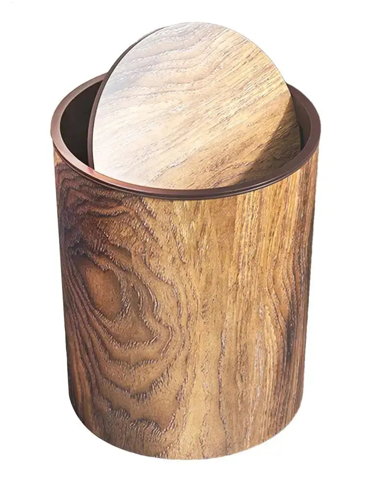 Trash Bin with Swing Lid - Wood Look - Quiet and Hygienic | ribuella