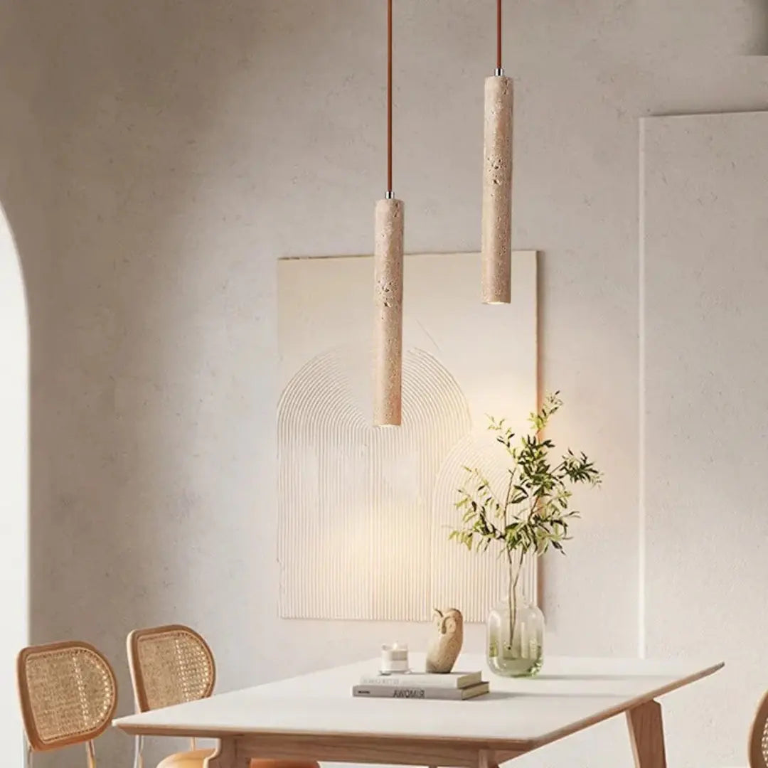 Travertine Pendant Lighting – Wabi-Sabi Design, 3000 K Warm Glow | ribuella