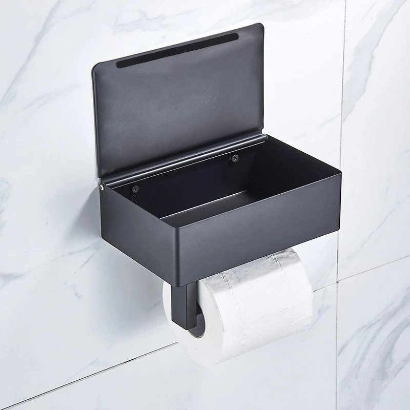 Tissue Dispenser - Stainless Steel Bathroom Paper Holder - 2-in-1 Shelf and Holder - SteelShelf | ribuella