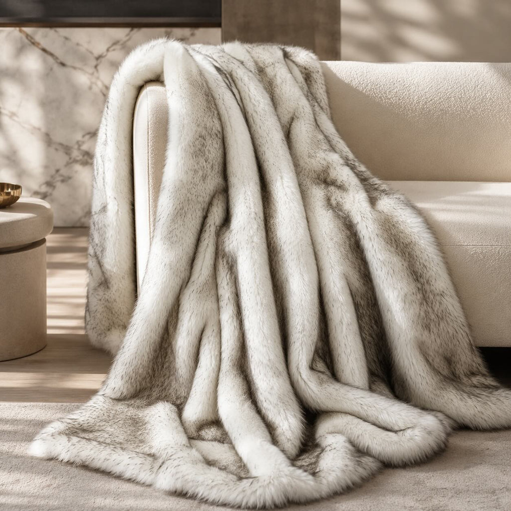 Luxury Faux Fur Throw Blanket Soft Plush Cover for Sofa Car Thickened Warm Winter Use | ribuella