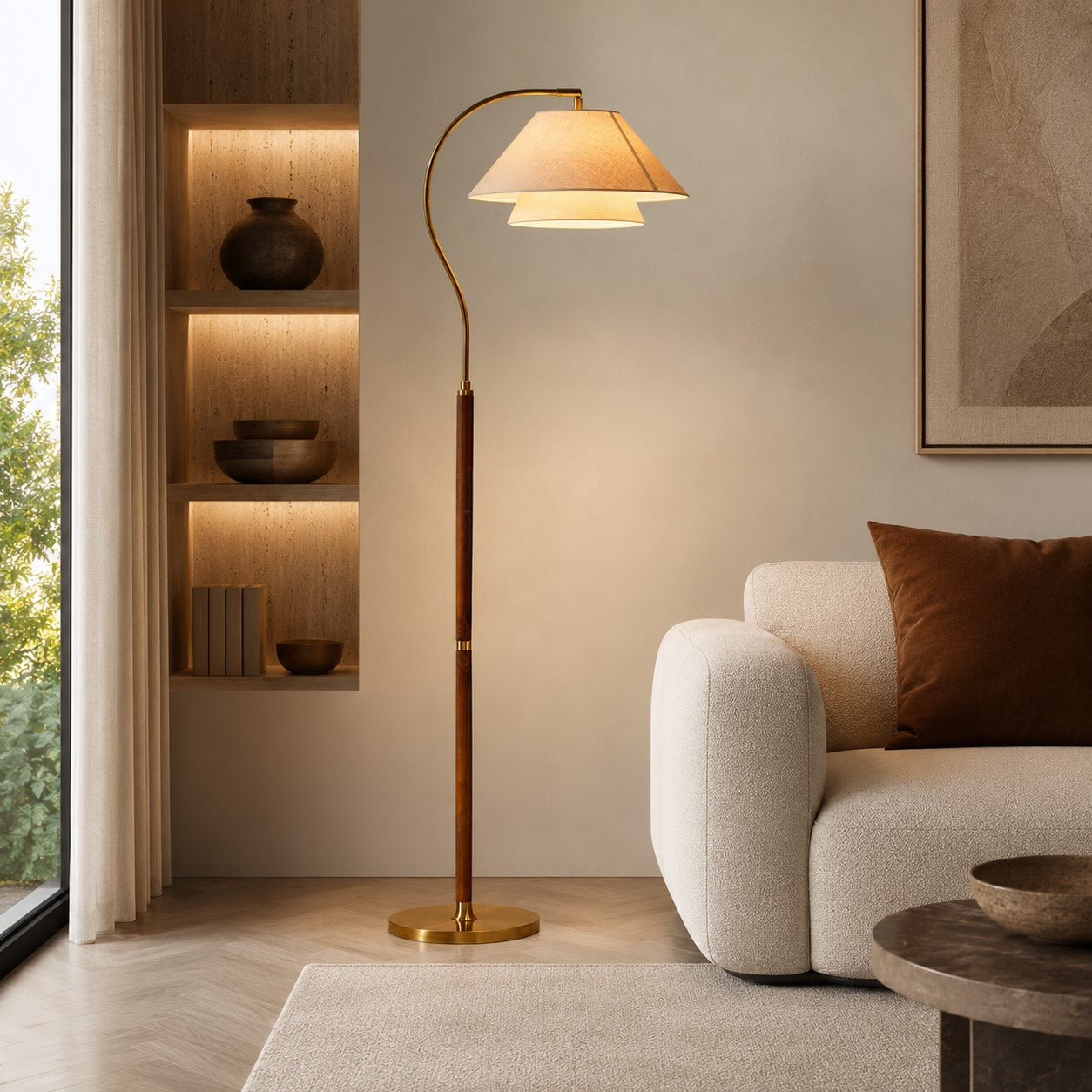 Moderní černá stojací lampa s nastavitelnou výškou, kovovou základnou a energeticky úsporným LED světlem | ribuella