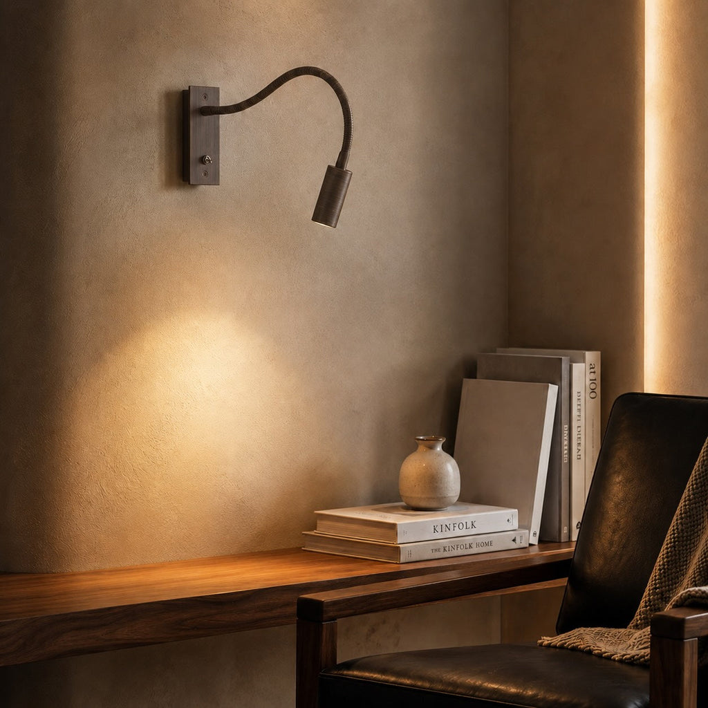 Industrial Wall Light Adjustable Gooseneck Aluminum Integrated LED Task Lamp 3000K Warm White | ribuella
