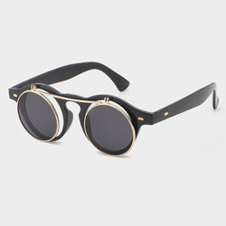 Lunettes de soleil à verres relevables à double objectif, verres teintés et transparents