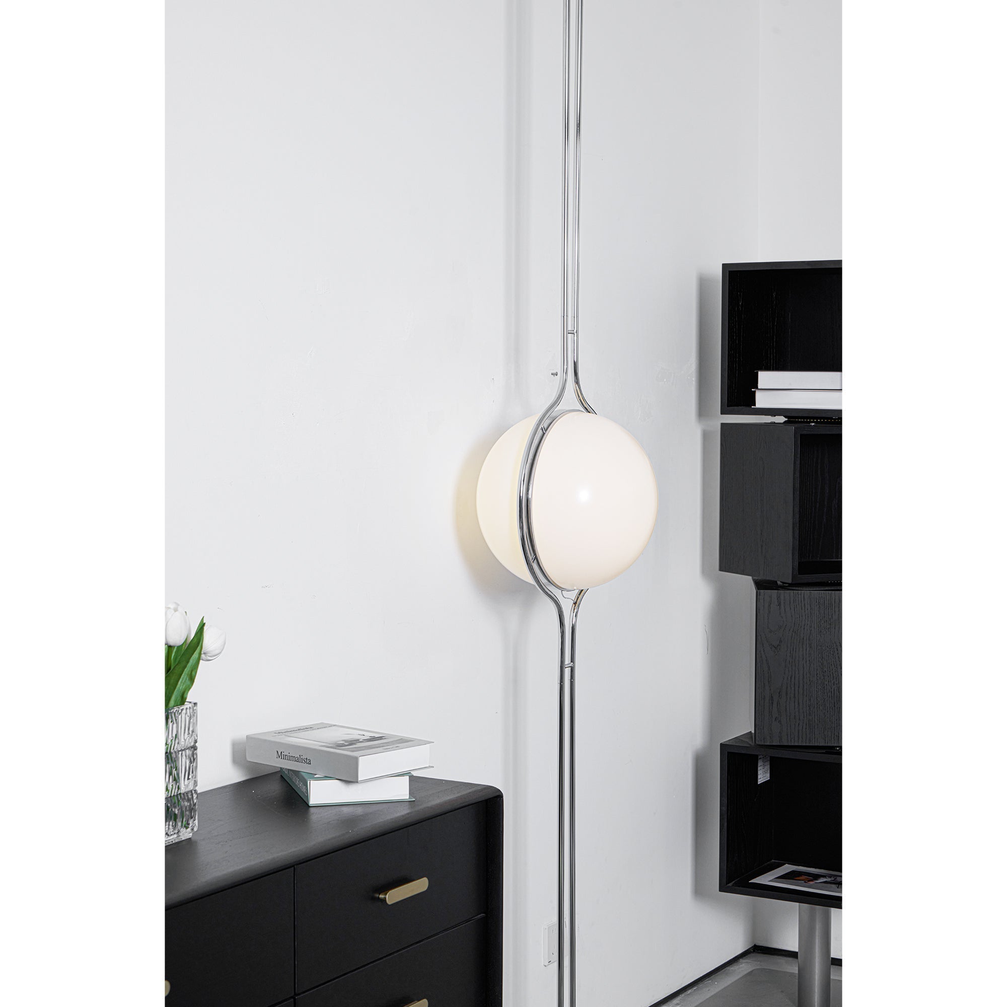 Garrault-Delord Dual Position Lamp, Ceiling Or Floor Stand, Contemporary Frame