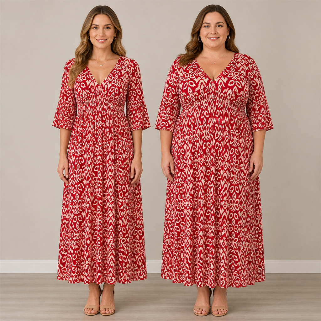Serenelle Floral V-Neck Dress | Abrace as suas curvas com confiança natural durante todo o dia | ribuella