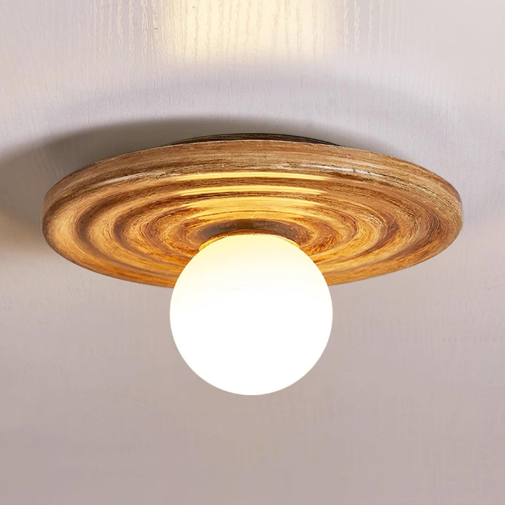 Francie Ceiling Light, Circular Disc Shape, Wabi Sabi Details, Warm Ambient Glow
