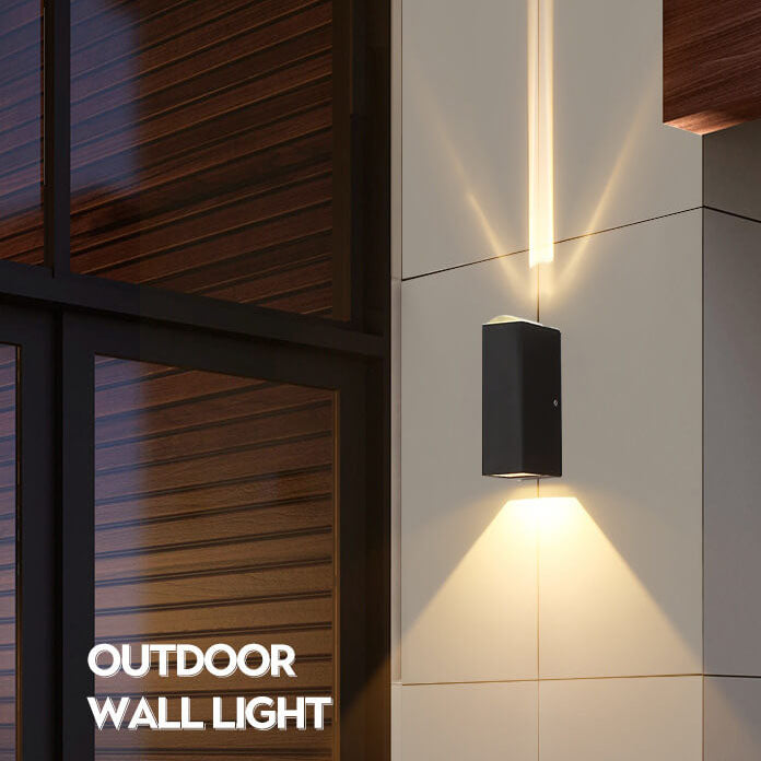 Modern Waterproof LED Wall Light, Outdoor Rated Black Rectangular Lamp