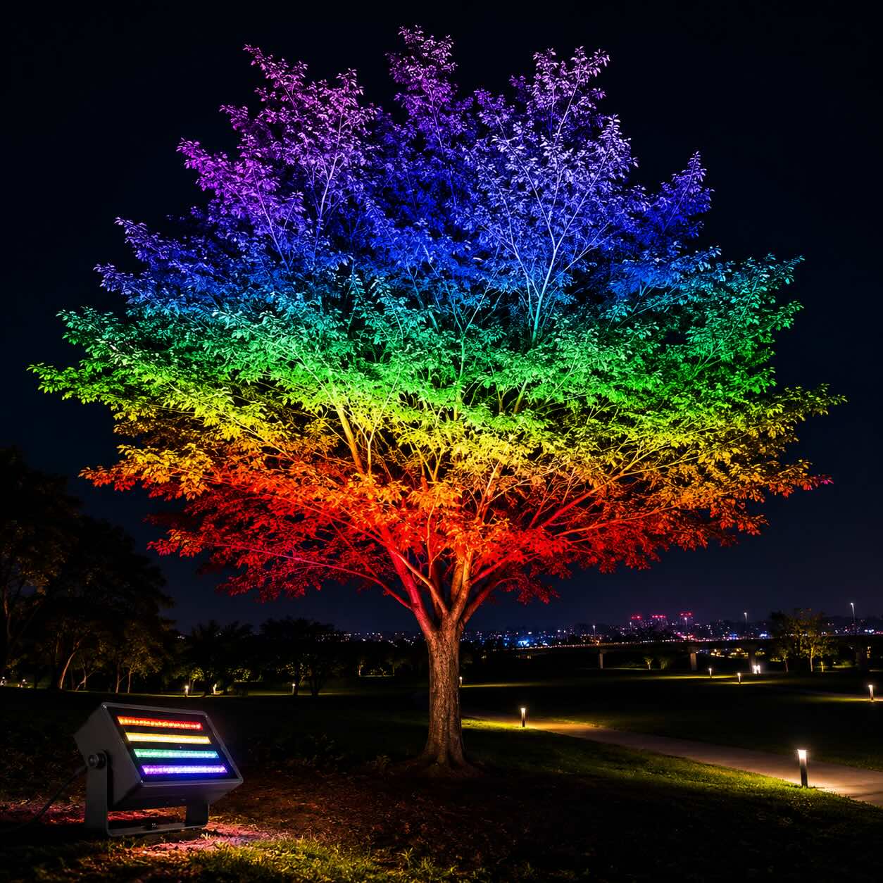 Modern Outdoor Flood Light Wall Mounted Aluminum RGB LED Waterproof 48W 72W | ribuella