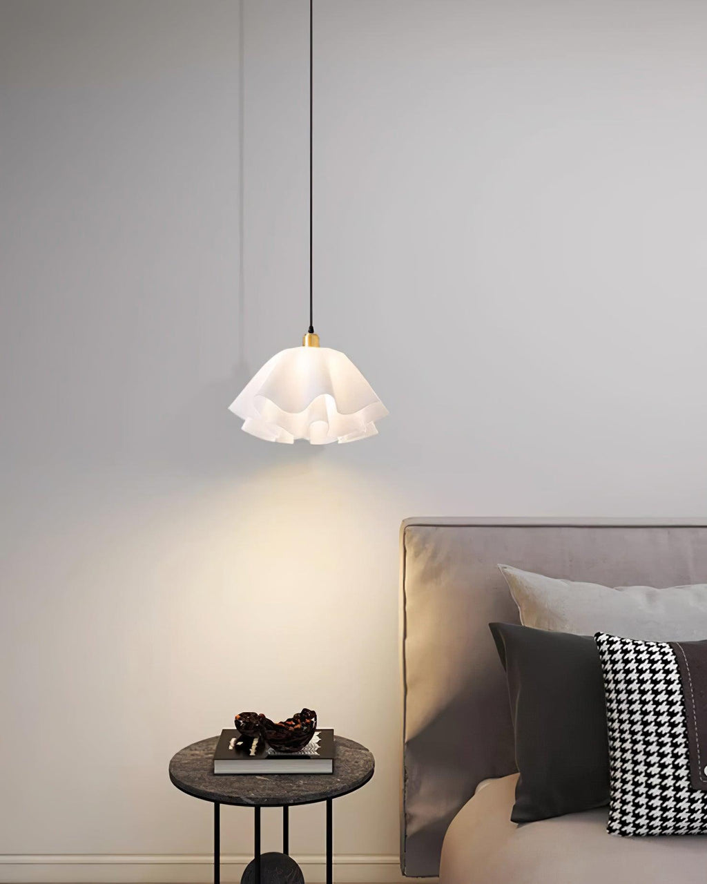 Gailon Pleated Pendant Lamp, Brass And White Finish, 30 Cm And 40 Cm Sizes