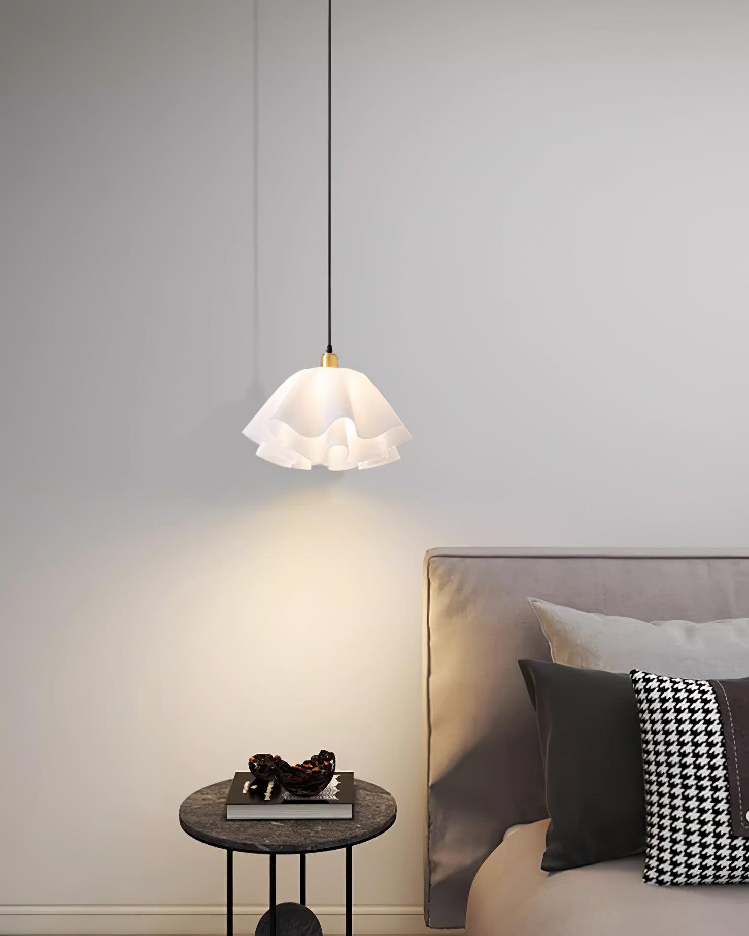 Gailon Pleated Pendant Lamp, Brass And White Finish, 30 Cm And 40 Cm Sizes