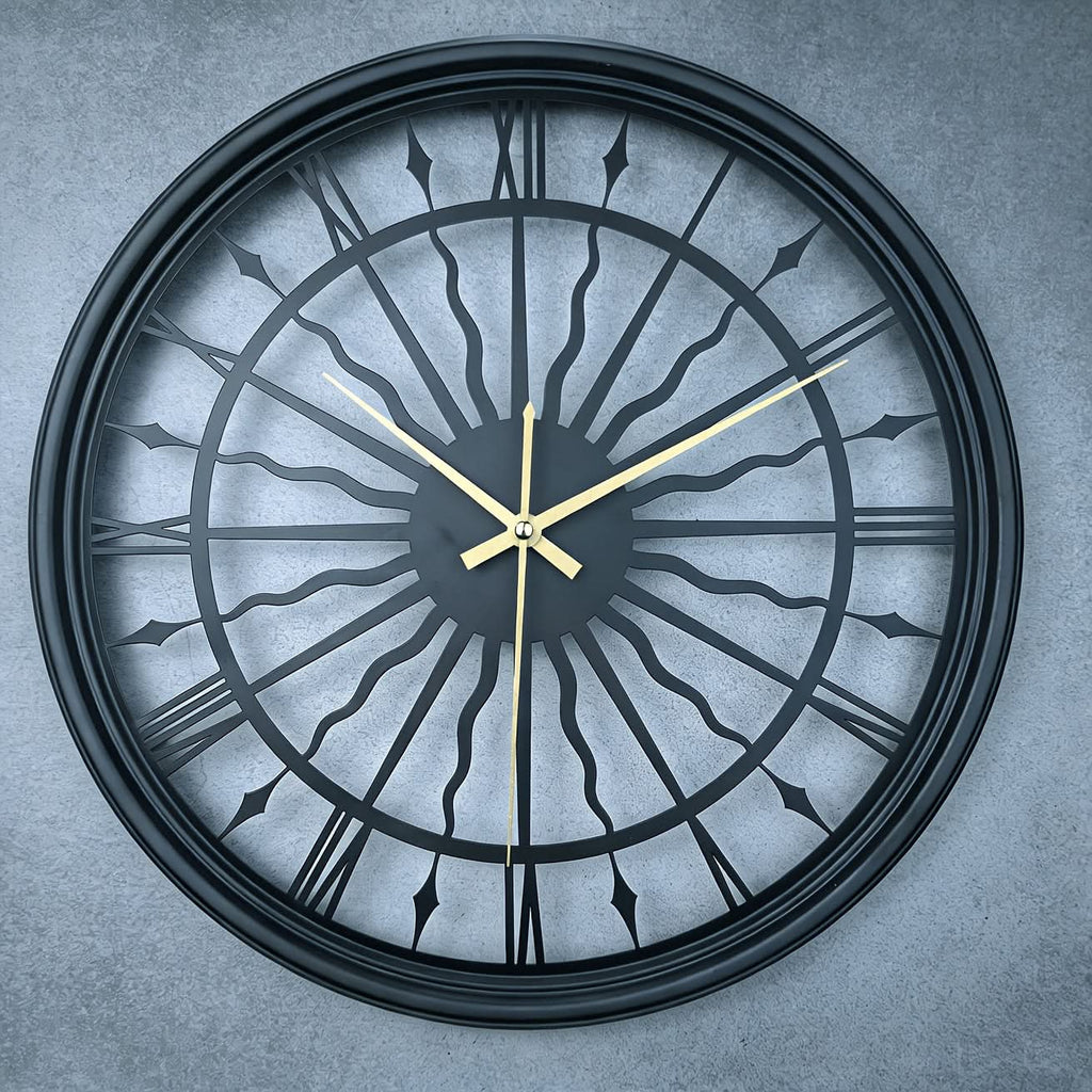Horloge murale analogique ronde et silencieuse en fer forgé 3D | ribuella