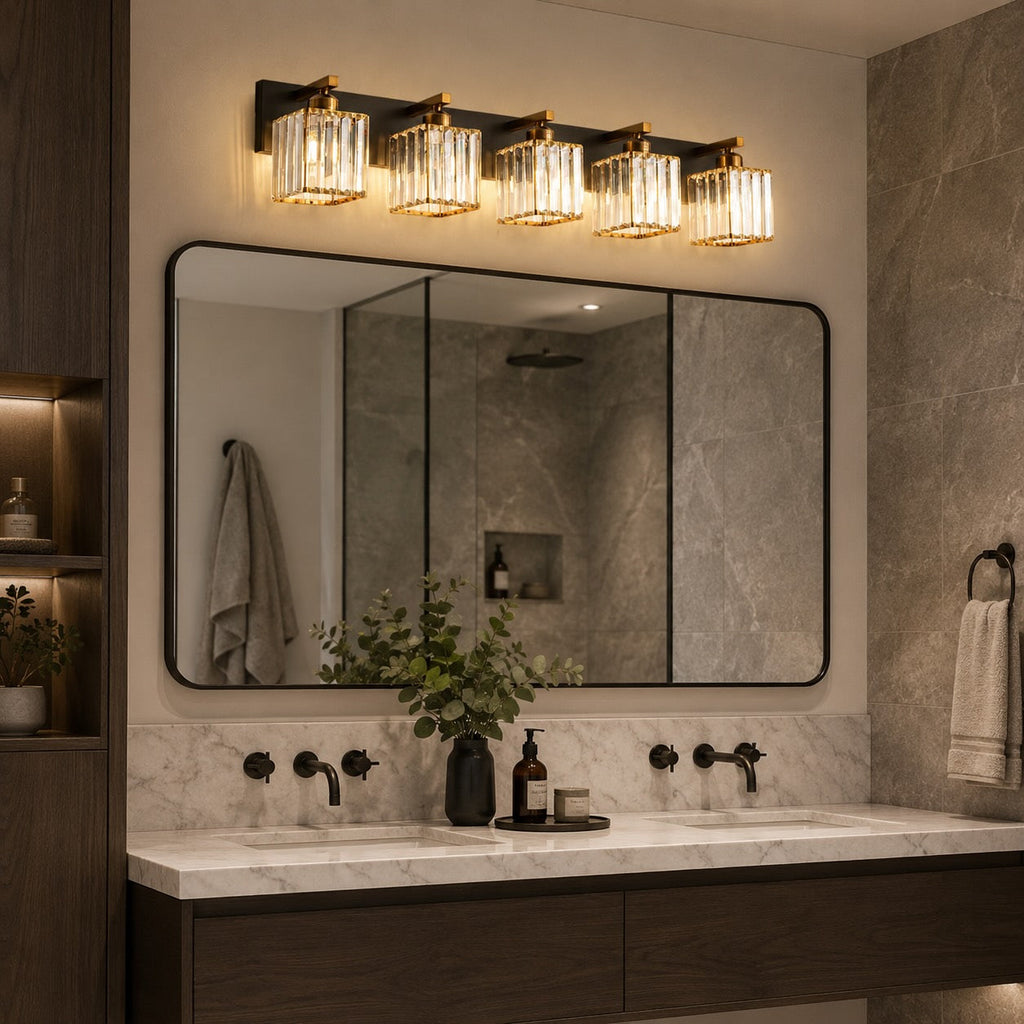 Modern Wall Sconce Lighting Hardwired Metal Crystal Shade 4-Light Design for Elegant Home Decor | ribuella