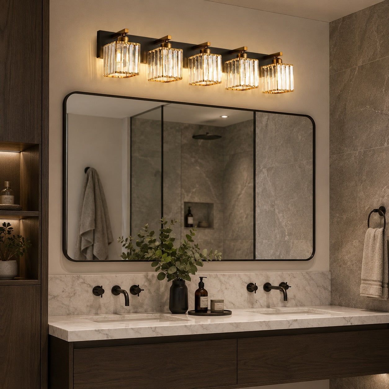 Modern Wall Sconce Lighting Hardwired Metal Crystal Shade 4-Light Design for Elegant Home Decor | ribuella
