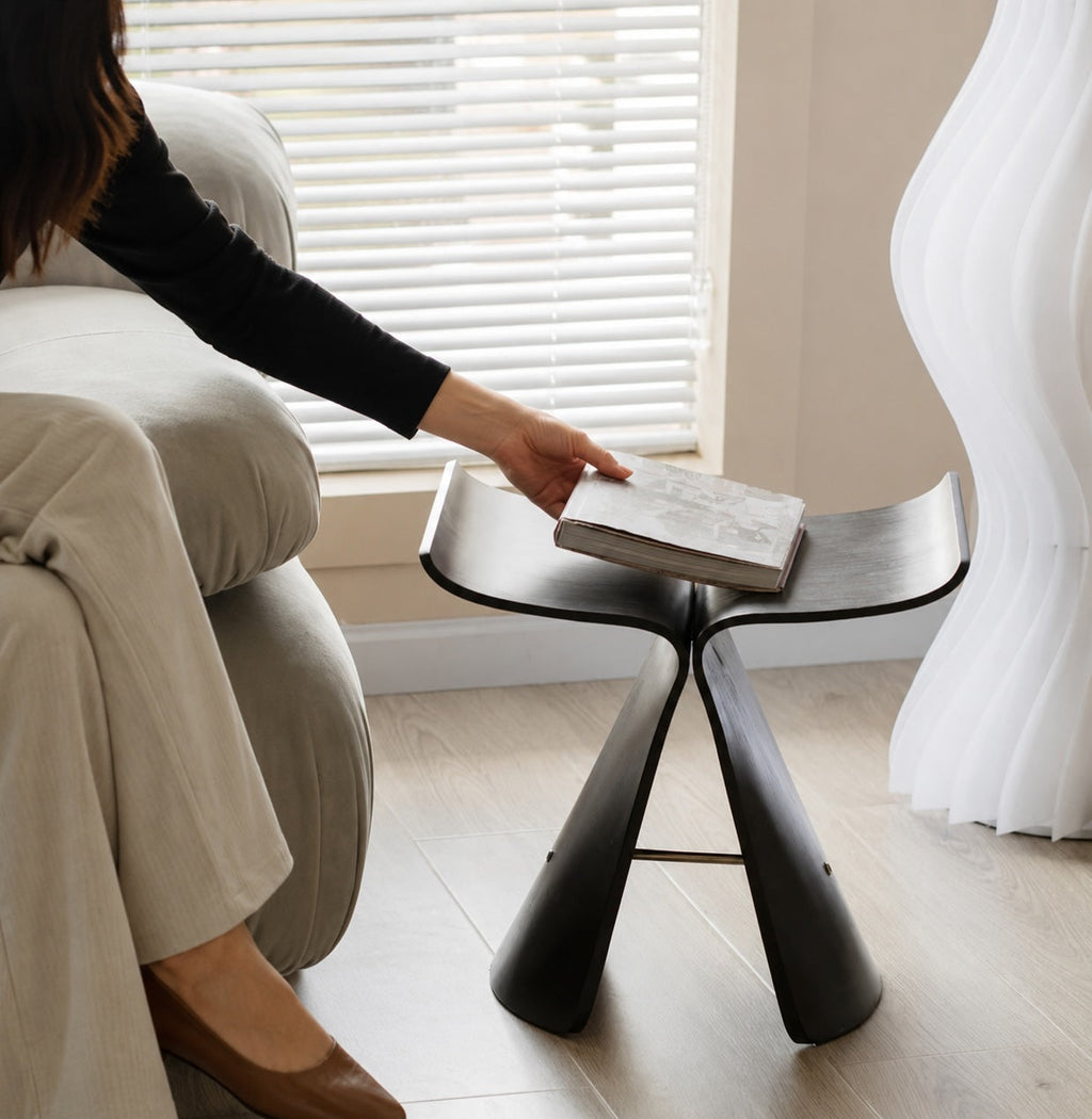 Modern Scandinavian Coffee Table Bench Wood-Based with Stainless Steel Legs Adjustable Design | ribuella
