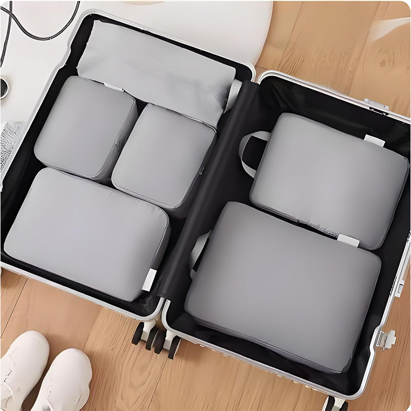 Set di 6 cubi da viaggio a compressione impilabili, organizzatori per valigia