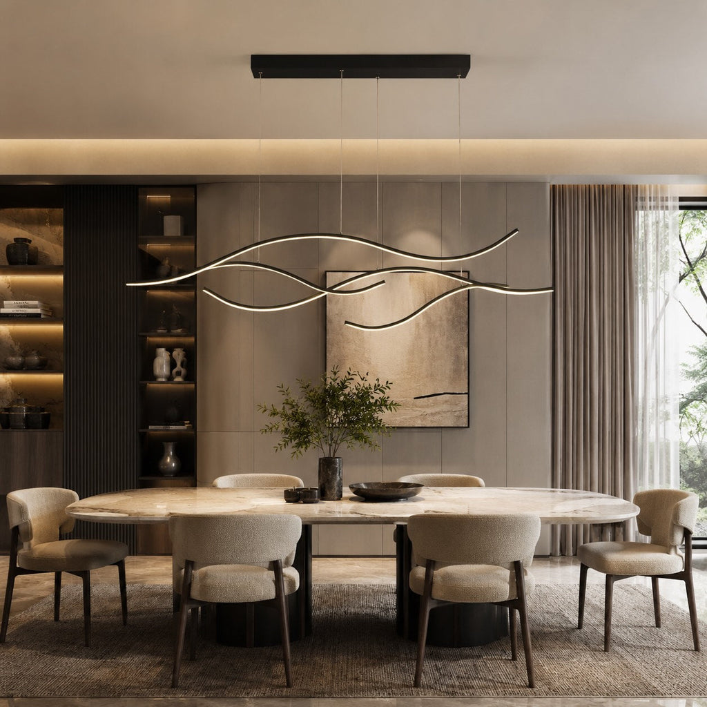 Moderne LED-Pendelleuchte, verstellbare Hängeleuchte aus Metall mit Silikonschirm, dimmbar | ribuella