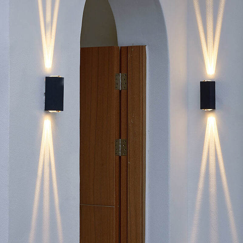Modern Waterproof LED Wall Light, Outdoor Rated Black Rectangular Lamp