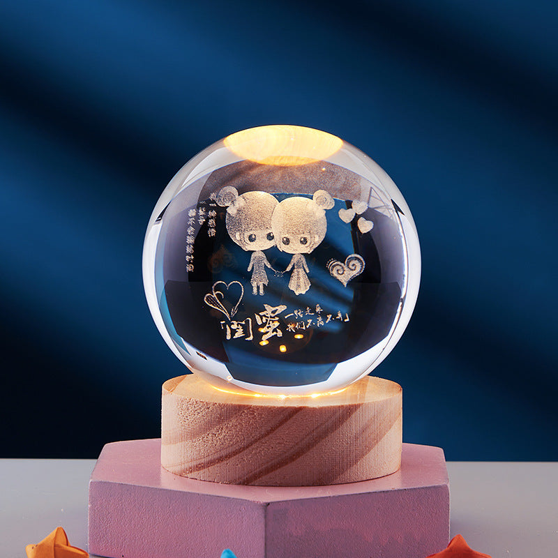 LumaOrb Crystal 3D Night Lamp Elegant Ambient Bedroom Light