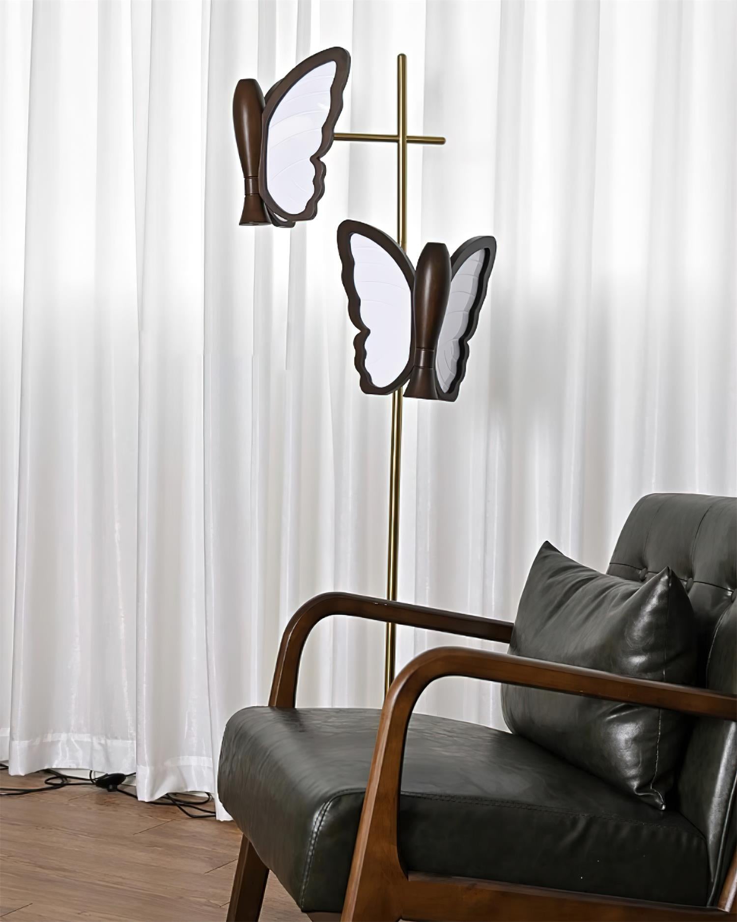 Galileo Butterfly Floor Lamp Sculptural Twin Wing Design Gold Finish Stand