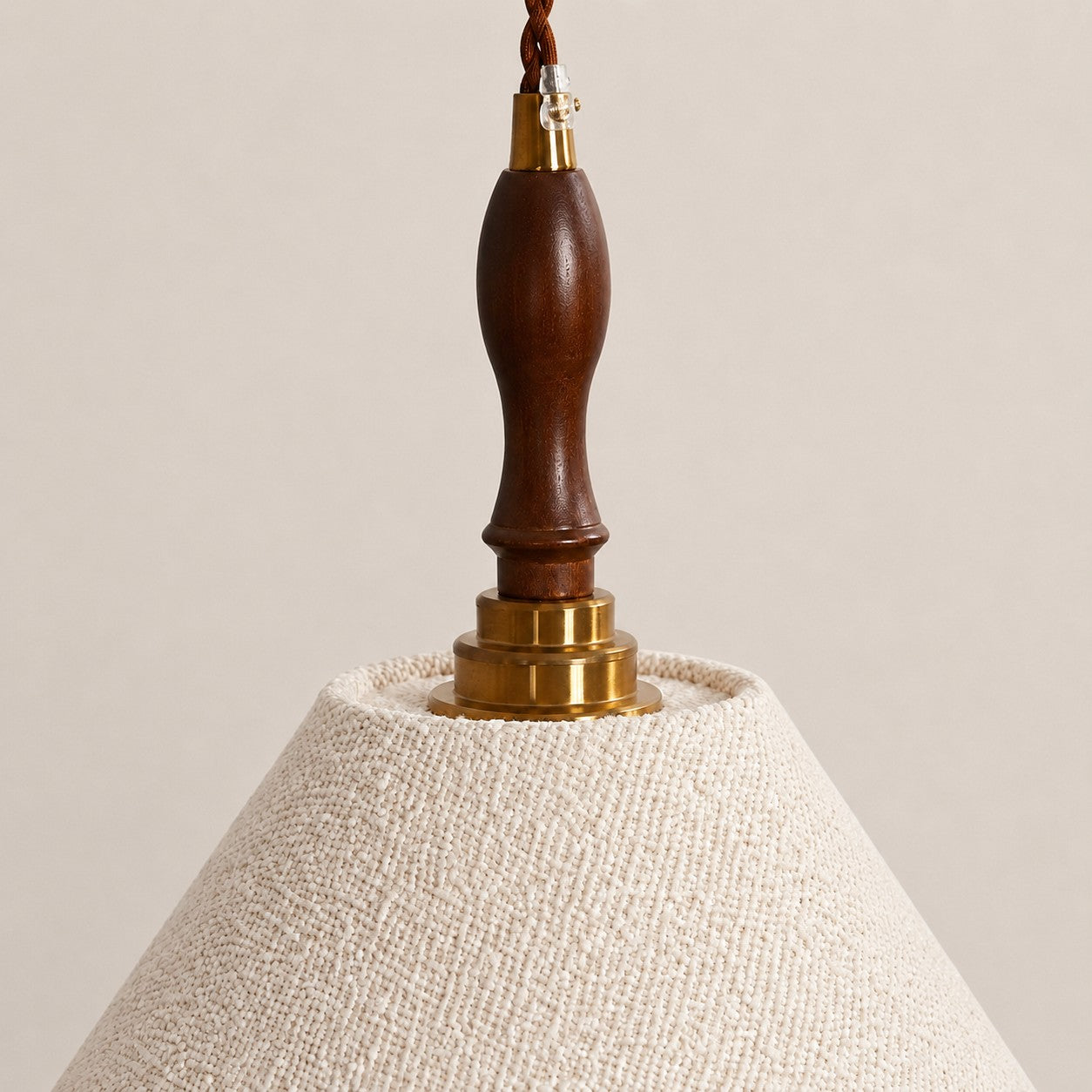 French Vintage Cream Fabric Pendant Light - Woven Texture Ceiling Shade