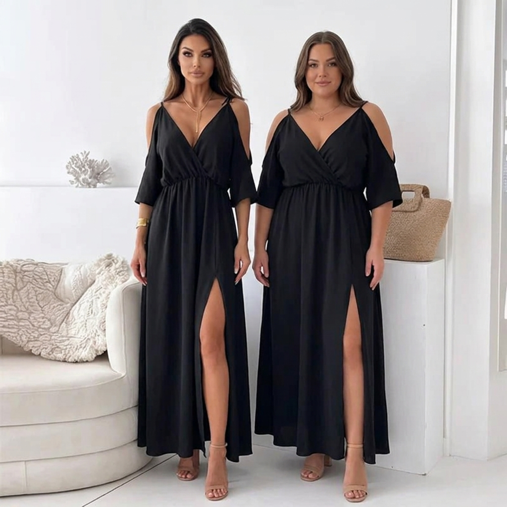 SerenAura V-Neck Dress | Own Every Room with Bold, Effortless Confidence | ribuella