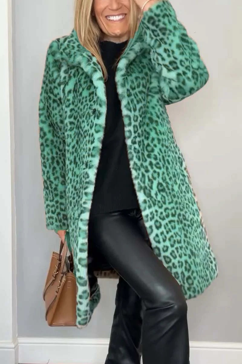 Manteau Mi-Long Imprimé Léopard