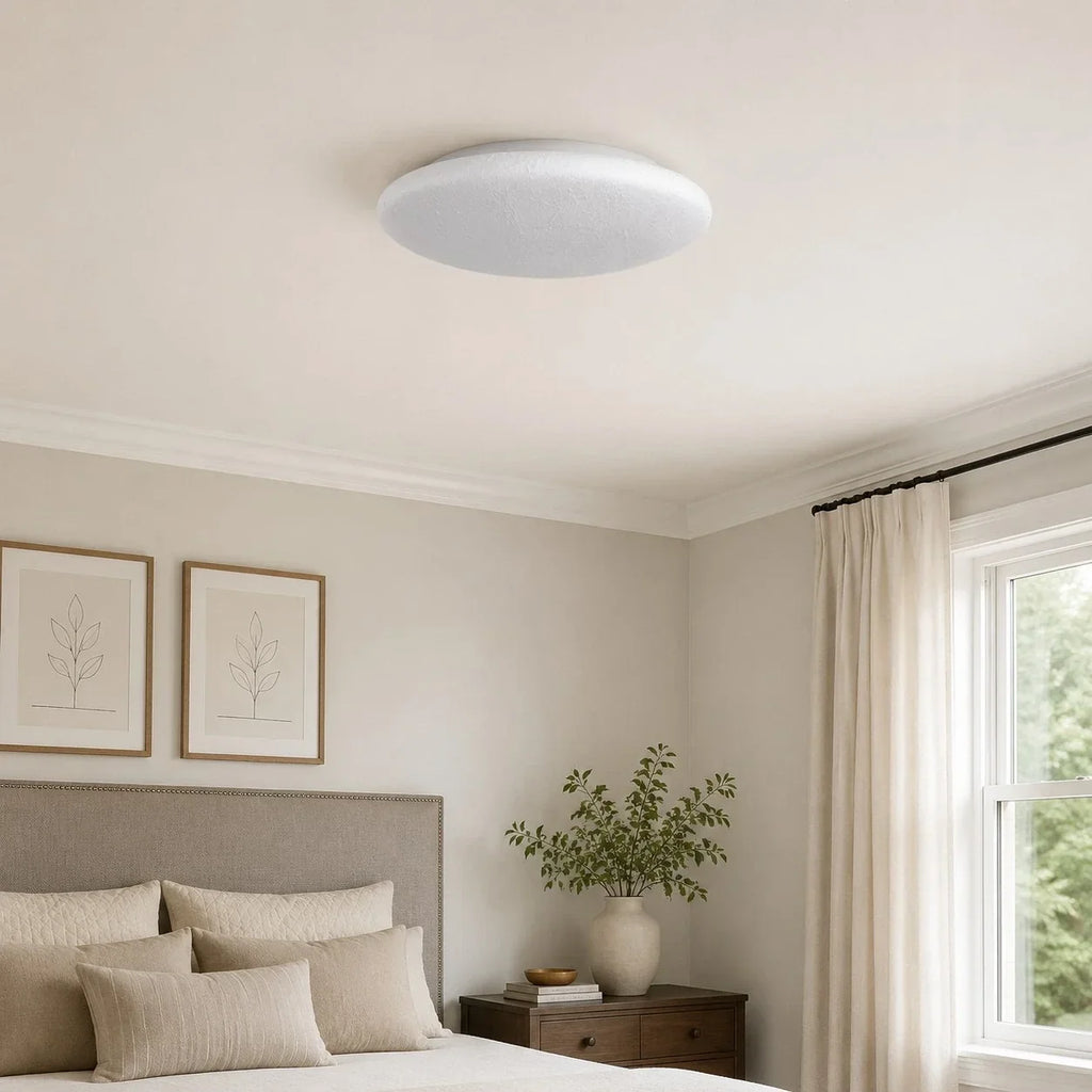 Round LED Ceiling Light French Cream Flush Mount Design