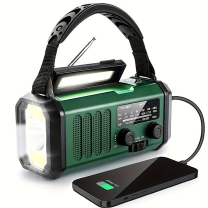 Survival Radio with 10,000 mAh Battery - Solar, Hand Crank & USB-C Charging - LED Torch, SOS Alert & Navigation | ribuella