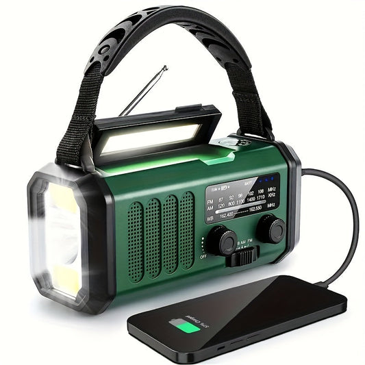 Survival Radio with 10,000 mAh Battery - Solar, Hand Crank & USB-C Charging - LED Torch, SOS Alert & Navigation | ribuella