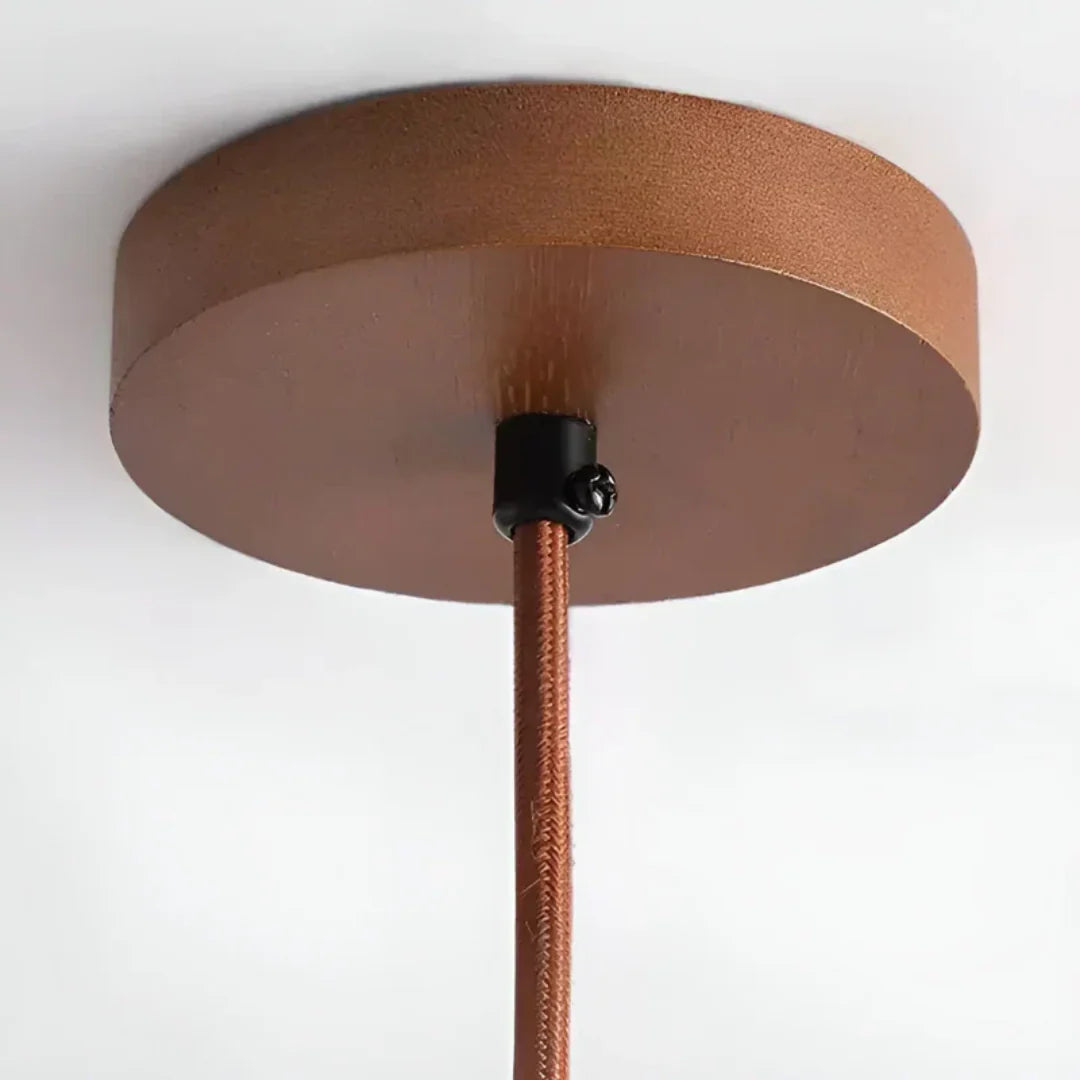 Travertine Hanging Light with Wooden Accent – Warm Glow, Adjustable Cord | ribuella