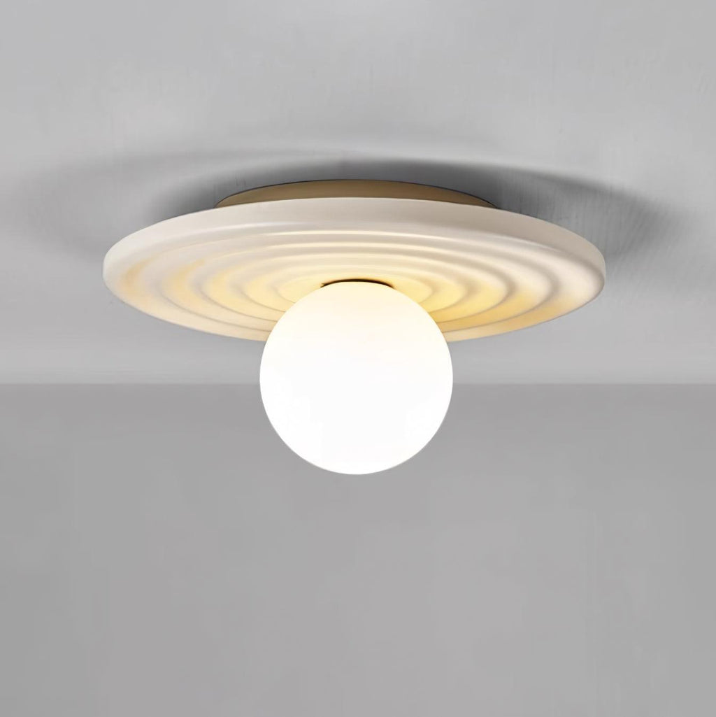 Francie Ceiling Light, Circular Disc Shape, Wabi Sabi Details, Warm Ambient Glow