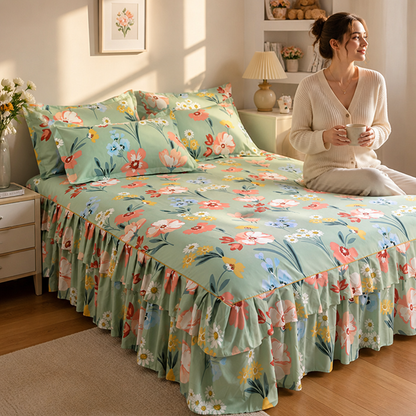 Three-Piece Ruffled Bedding Set - Wrap Your Bedroom in Cozy Elegance and Effortless Charm | ribuella