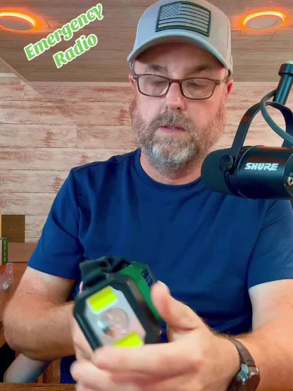 Survival Radio with 10,000 mAh Battery - Solar, Hand Crank & USB-C Charging - LED Torch, SOS Alert & Navigation | ribuella
