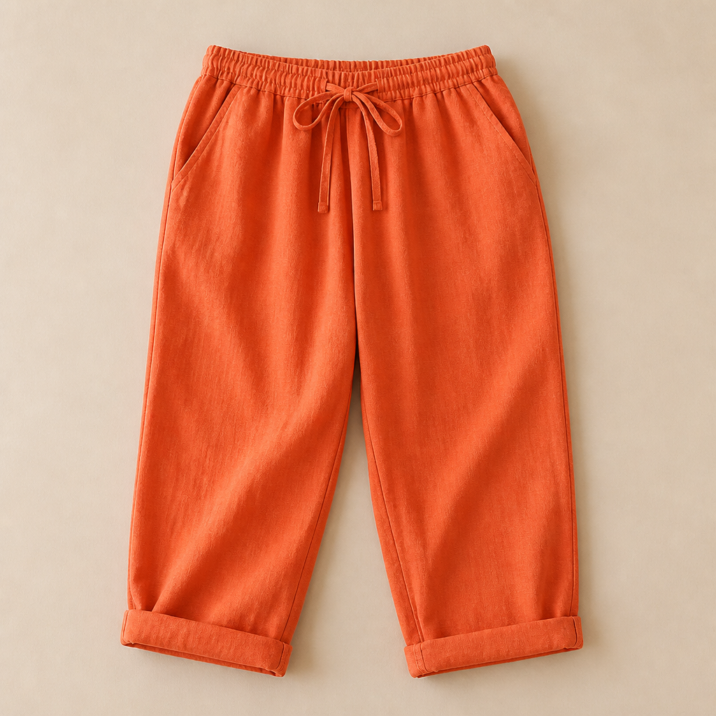 SenseLuxe – Airy Cotton-Linen Capri Pants Featuring Rolled Cuffs | ribuella