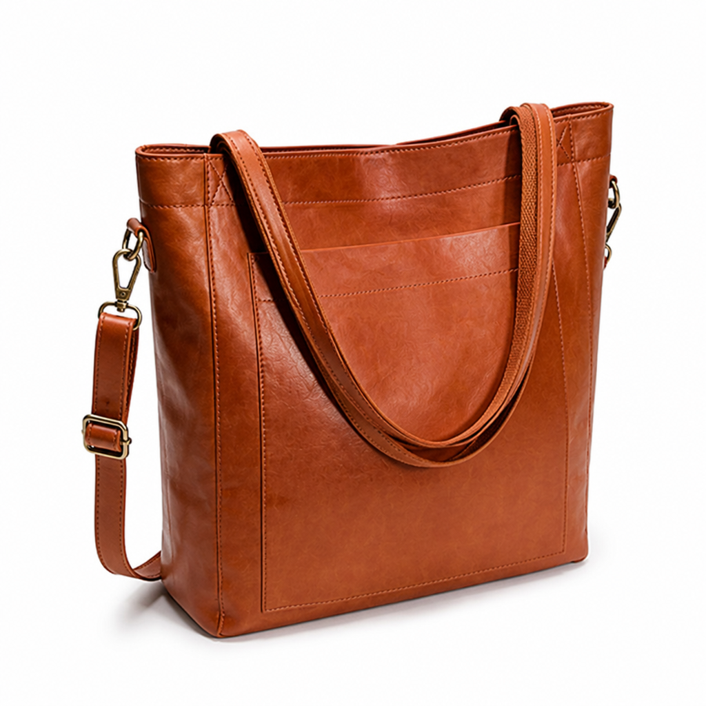 Structured Genuine Leather Tote (Detachable Strap) | ribuella