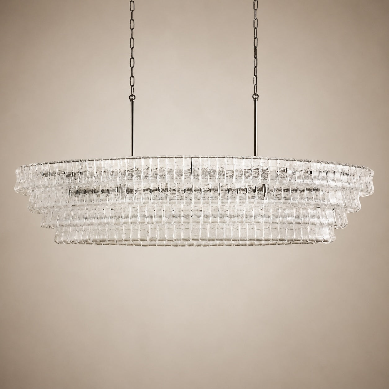 Modern Oval Chandelier Light Adjustable Hanging Steel Glass Fixture with 5 or 12 Bulb Options | ribuella
