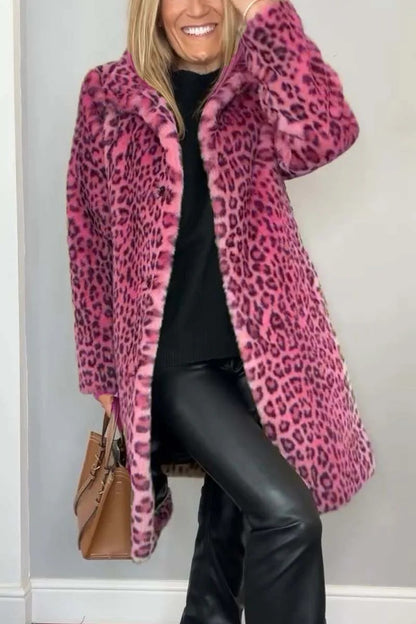 Manteau Mi-Long Imprimé Léopard