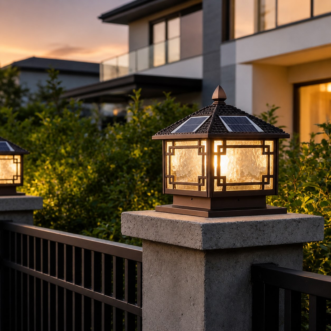 Solar Garden Lights European Style Outdoor Pillar Light Waterproof Aluminum Adjustable IP54 | ribuella