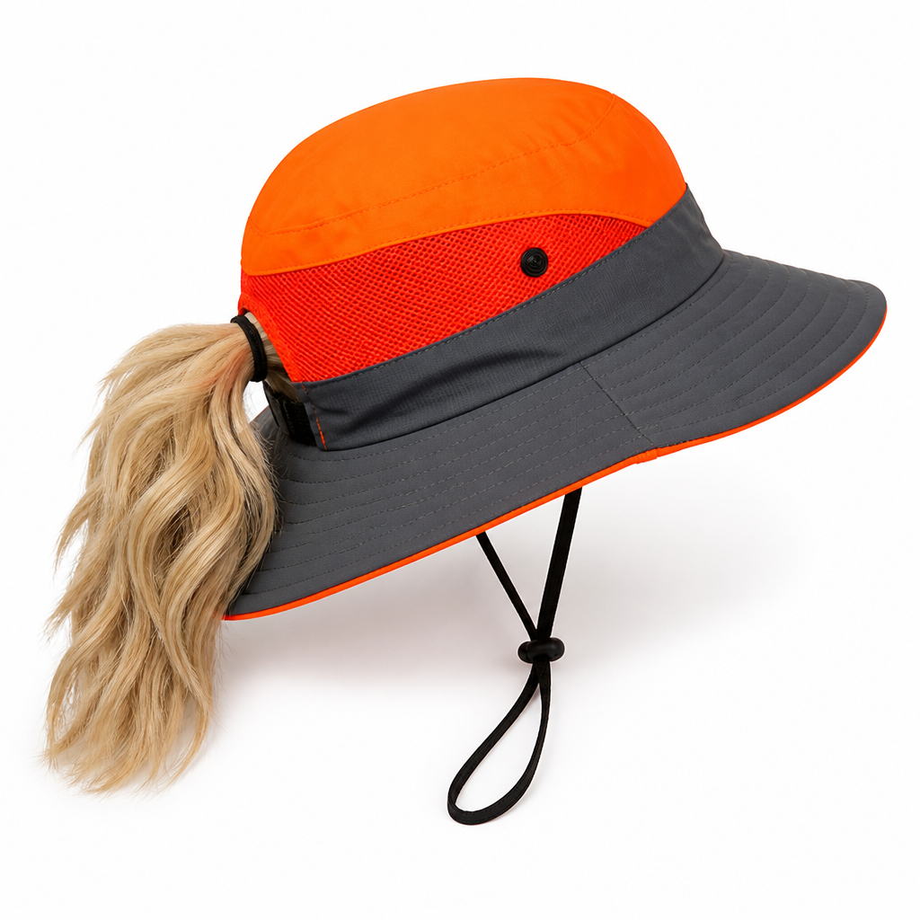 UPF 50 Breathable Foldable Sun Hat (Ponytail Hole & Chin Strap) | ribuella