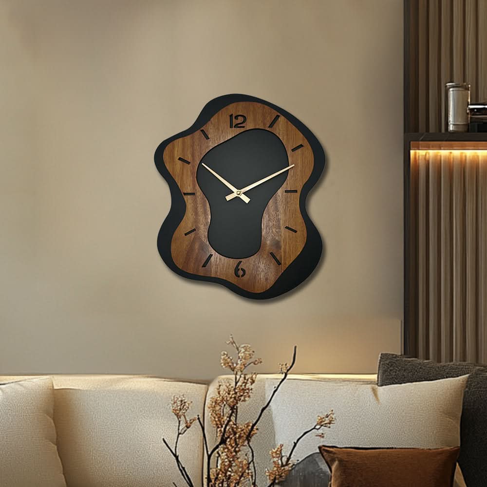 Unique Wooden Wall Clock with Irregular Design and Battery Operated | ribuella