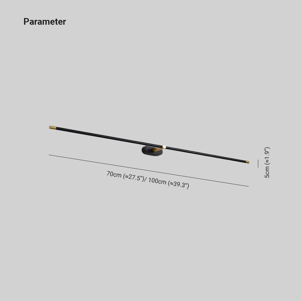 Ivox gull- og svart lineær vegglampe, ultratynt moderne design