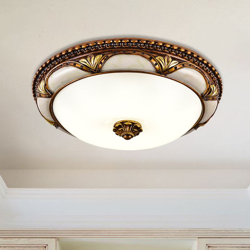 Epoch Antique Brass Floral Flush Mount Ceiling Light Fixture