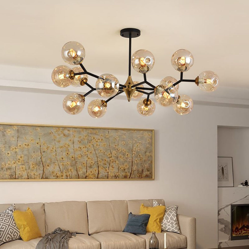 Valentina Amber Glass Bubble Chandelier In Art Deco Style