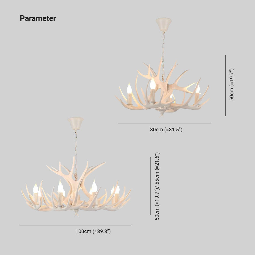 Silva Retro Deer Antlers Resin Chandelier, 6-Light E14 Fixture