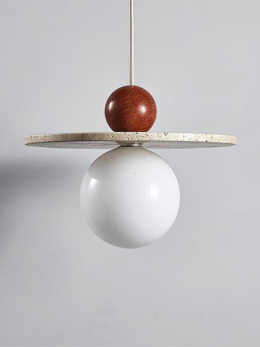 Flying Disc Pendant Light — Sculpted Stone Shade Direct Downlight